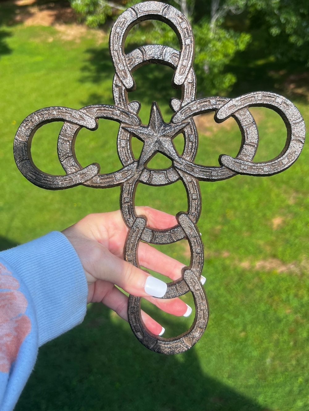 Cast Iron Horseshoe Cross Western Star Rustic Wall Decor